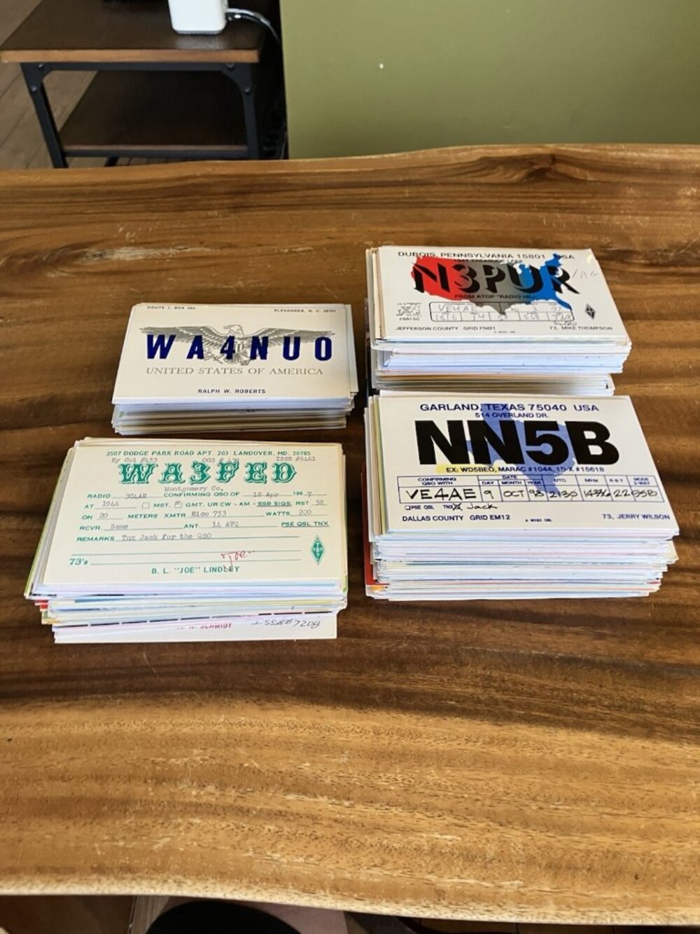 Large Vintage Assorted Ham Radio QSL Cards Postcards Lot Mostly USA